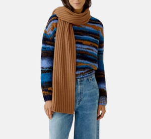 Oui - Ribbed Scarf in Camel