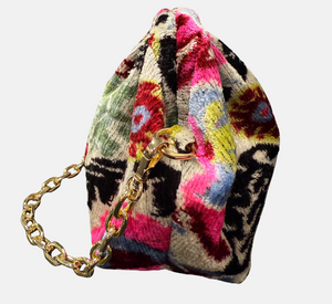 Ayca Design - Silk Velvet Ikat Frame Bag in Spring