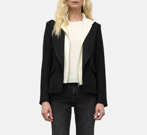 Iris - Jacket with Leather Patches in Black