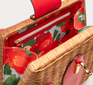 FRANCES VALENTINE - Gigi Handwoven Basket Bag in Toast Red