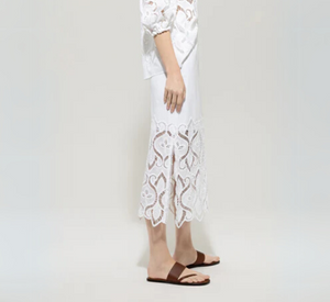 Luisa Cerano - Maxi Skirt with Eyelet Embroidery in Bleached White