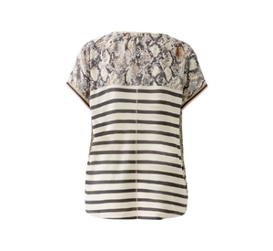 OUI - Multi-patterned Shirt in Light Stone Grey