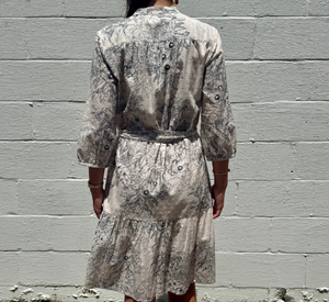 0039 ITALY - Milo Short Long Sleeve Dress in Cream and Navy