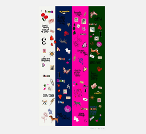 Vilagallo - Colorblock Scarf with Graffiti Print in Navy, Red, and Green