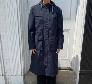 SAINT JAMES - Long Waterproof Raincoat with Hood in Marine