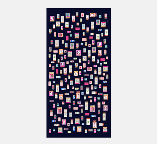Vilagallo - Matchbox Print Scarf in Navy Multi
