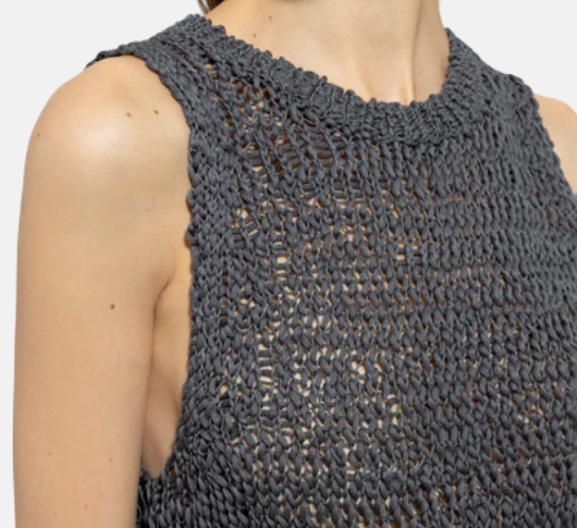 Luisa Cerano - Bouclé Knit Sleeveless Top in Cool Grey