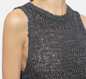 Luisa Cerano - Bouclé Knit Sleeveless Top in Cool Grey