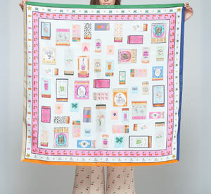 Vilagallo - Silk Scarf with Matchbox Print in Multi