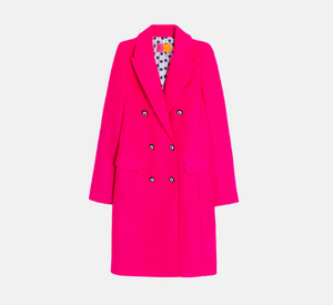 Vilagallo - Double Breasted Wool Coat in Bright Rose