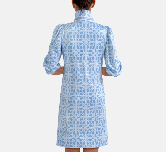 Gretchen Scott - Ring Toss Pattern Dress in Periwinkle and White