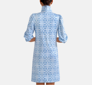 Gretchen Scott - Ring Toss Pattern Dress in Periwinkle and White