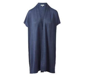 KINROSS CASHMERE - Long Sleeveless Cardigan in Indigo
