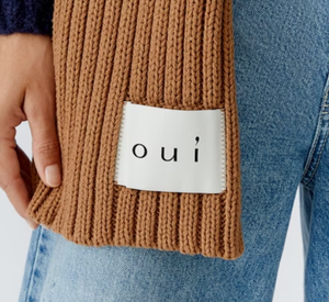 Oui - Ribbed Scarf in Camel