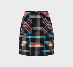 
            
                Load image into Gallery viewer, Marc Cain - Graphic Booster Sixties Style Plaid Skirt in Midnight Blue
            
        