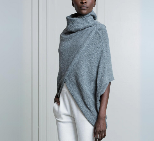 NFP - Sleeveless Textured Cocoon Wrap Cardigan in Blue Mist