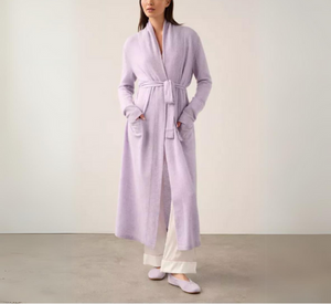 White + Warren - Long Cashmere Robe in Soft Iris Heather