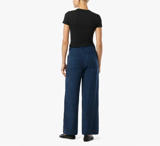 Joe's Jeans - Addison High Rise Drawstring Wide Leg Crop Trousers in Pageant Blue