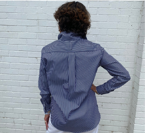 Kal Rieman - Ginna Box Pleat Shirt in Indigo/White 6 Kal Rieman - Ginna Box Pleat Shirt in Indigo/White 6