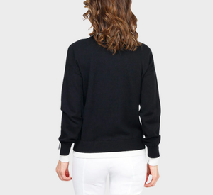 
            
                Load image into Gallery viewer, Elliott Lauren - Faux Double Layered Crewneck in Black
            
        