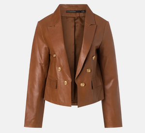 Iris - Leather Jacket in Cognac