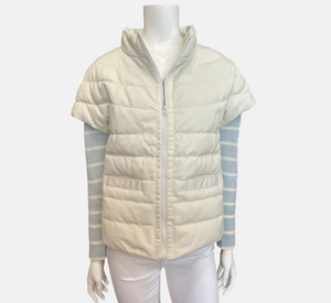 Cortland Park - Palm Beach Leather Puffer Vest in White