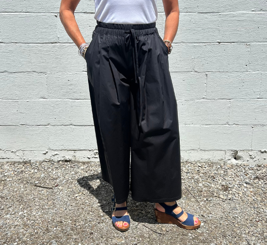 Psophia - Palazzo Pants with Drawstring Waist