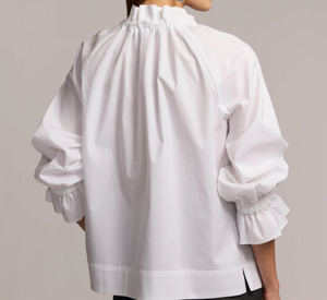 Hinson Wu - Alina Blouse with Necktie and Ruffle Details in White