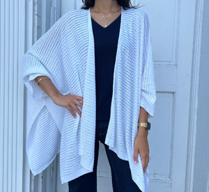 Kinross Cashmere - Open Knit Cardigan in Crisp White