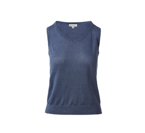 KINROSS CASHMERE - Lightweight Linen Tank in Indigo