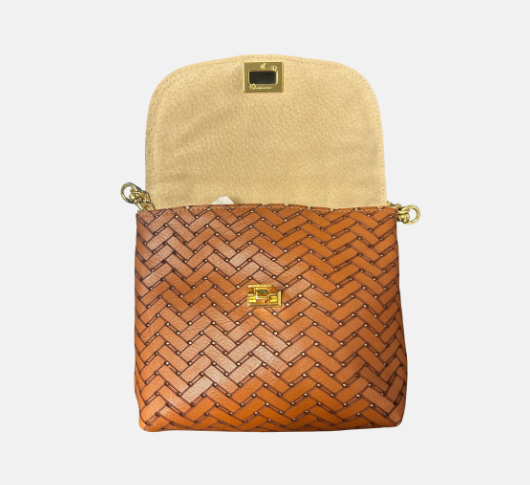 M.ANDONIA - Small Textured Bag with Gold Clasp and Chain