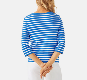 Saint James - Striped Top with 3/4 Sleeves in Royal Blue and White