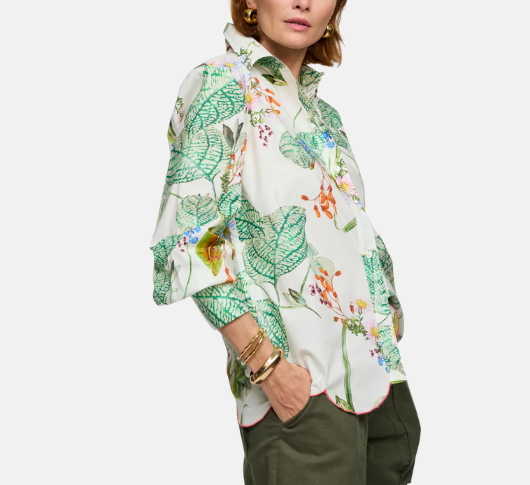 Hinson Wu - Long Sleeve Botanical Floral Blouse in Multicolor