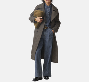 Suncoo - Emo Long Wool Coat in Chocolate