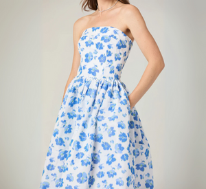 Shoshanna - Dana Dress in Ivory and Cobalt