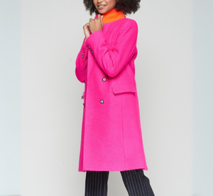 Vilagallo - Double Breasted Wool Coat in Bright Rose