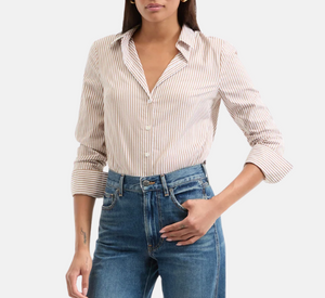 Veronica Beard - Amelia Stripe Shirt in White/Acorn