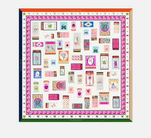 Vilagallo - Silk Scarf with Matchbox Print in Multi