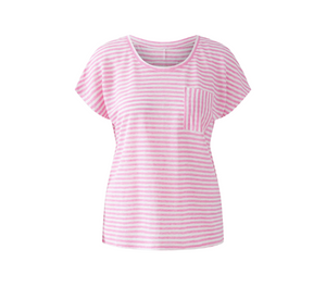 OUI - Striped Linen T-shirt in Pink and White