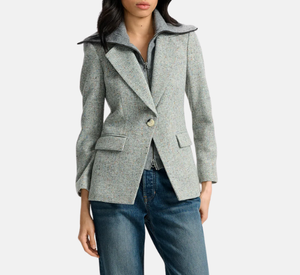 Veronica Beard - Birdseye Tweed Jacket in Antique Blue