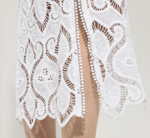Luisa Cerano - Maxi Skirt with Eyelet Embroidery in Bleached White