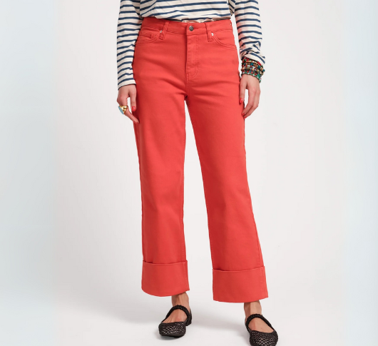 FRANCES VALENTINE - Straight Leg Cuffed Jean in Red