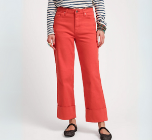 FRANCES VALENTINE - Straight Leg Cuffed Jean in Red