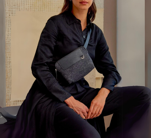 
            
                Load image into Gallery viewer, Graf Lantz - Bedford Merino Wool Felt Belt Bag in Charcoal
            
        