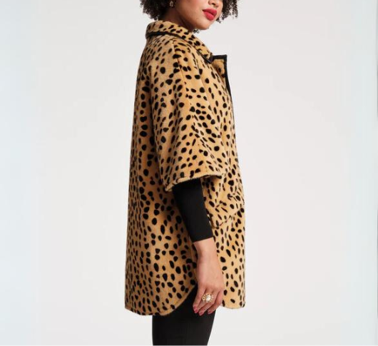 Frances Valentine - Nico Faux Fur Cheetah Poncho in Brown Multi