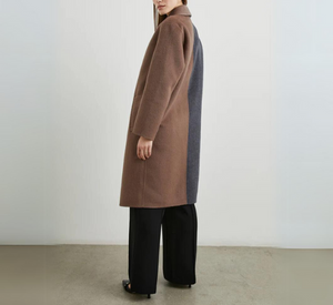 Rails - Lore 2 Toned Wool Knee Length Coat in Charcoal Mink Mix