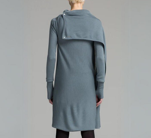 NFP - Long Sleeve Merino Wrap/ Cape in Mist Grey