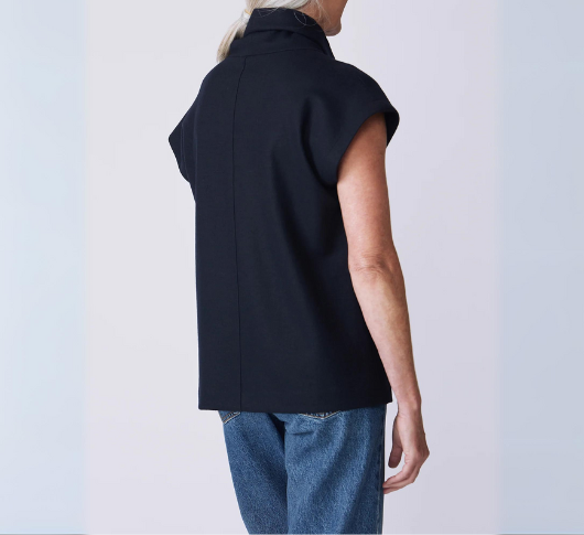 Kal Rieman - Felted Jersey Sleeveless Seamed Turtleneck in Midnight