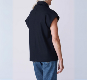 Kal Rieman - Felted Jersey Sleeveless Seamed Turtleneck in Midnight