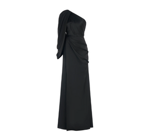 Theia - Tori Draped One Shoulder Gown in Black